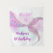 Sjöjungfru Rosa Lila Guld födelsedag med födelseda