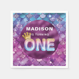 Sjöjungfru Rosa Personlig Blue Pappersservett