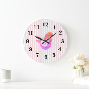 Sjöjungfru Rosa Rand Preppy Large Clock Stor Klocka