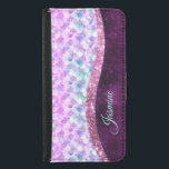 Sjöjungfru rosa silver faux glitter monogram plånboksfodral för samsung galaxy s5<br><div class="desc">Söt chic och elegant sjöjungfru gigly skin iridescent faux glitter i rosa lila silver för att färg ett sött unikt gigantiskt skapat för att skydda din enhet. Vacker, modern och coola täckning för den trendviga och konsthundande höftledaren. Den här snyggten skulle vara underbar för flickor som har sparka trendig. Visa...</div>