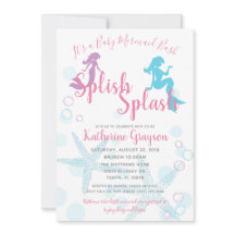 Sjöjungfru Rosa Teal Girl Baby Shower-inbjudan