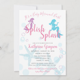 Sjöjungfru Rosa Teal Girl Baby Shower-inbjudan Inbjudningar