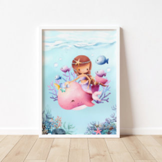 Sjöjungfru Rosa Whale Nursery Poster