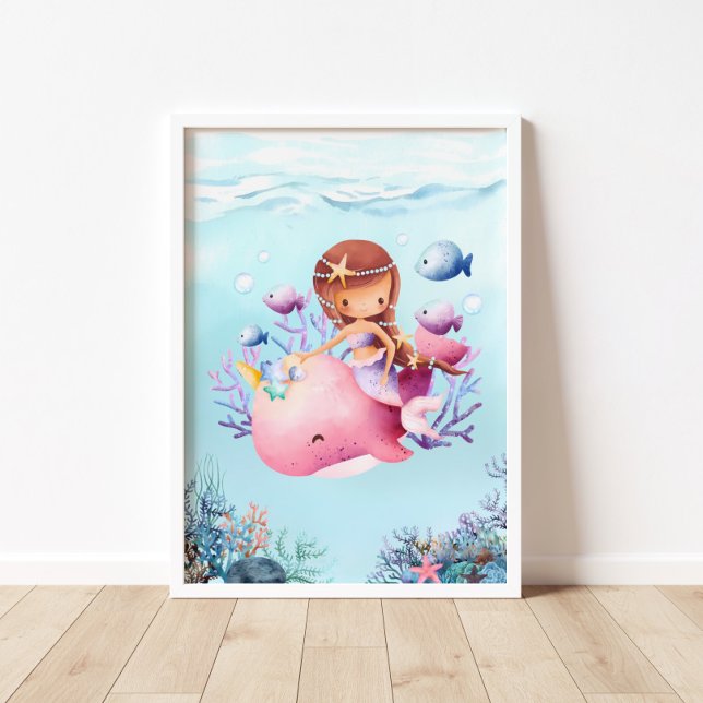 Sjöjungfru Rosa Whale Nursery Poster (Skapare uppladdad)