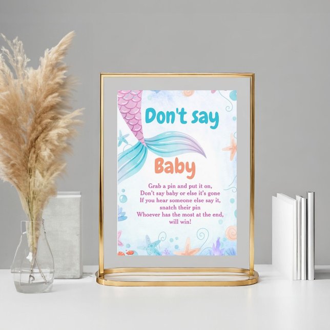 Sjöjungfru Säg inte Baby Baby Shower-spelskylt Poster (Skapare uppladdad)