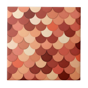 Sjöjungfru Scale, Copper, Brown, Cream och Tan Kakelplatta