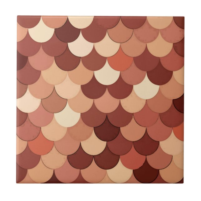 Sjöjungfru Scale, Copper, Brown, Cream och Tan Kakelplatta (Framsidan)