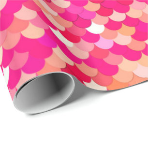 Sjöjungfru Scale, Coral, Fuchsia Rosa och Peach Presentpapper