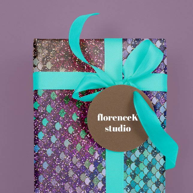 Sjöjungfru Scale Glitter Blue Viola Lila Presentpapper (Mermaid Scales Glitter Blue Viola Purple Wrapping Paper)
