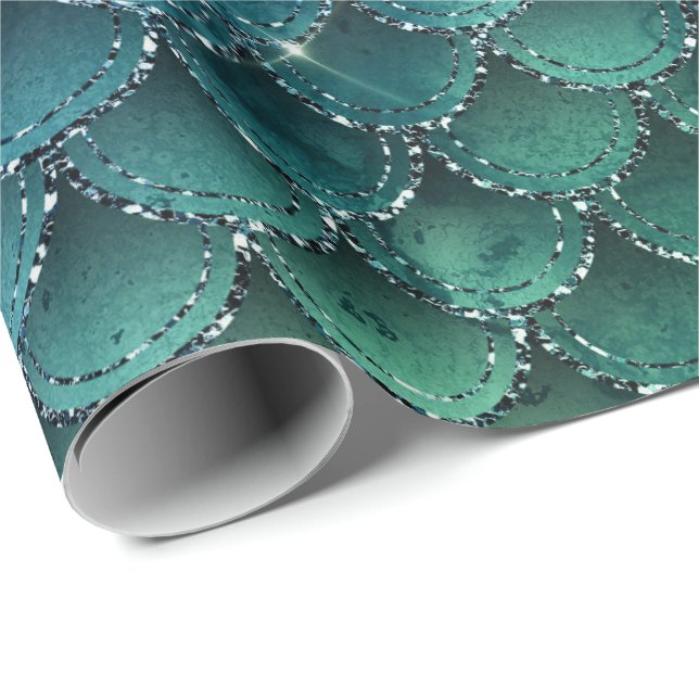 Sjöjungfru Scale Glitter Jungle Spark Navy Lila Presentpapper (Rullad Hörn)