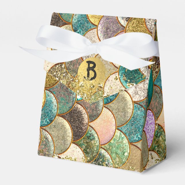 Sjöjungfru Scale Multi Färg Glitter Glam Party Presentaskar (Framsidan Sidan)