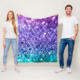 Sjöjungfru Scales on Unicorn Girls Glitter #19 Fleecefilt