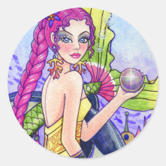 Sjöjungfru Sea Fairy Fantasy Sticker Ann Howard Runt Klistermärke