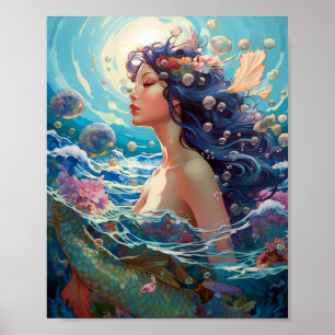 Sjöjungfru Sea Goddess Fantasy Art Poster