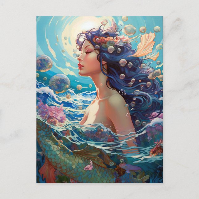 Sjöjungfru Sea Goddess Fantasy Art Vykort (Framsida)