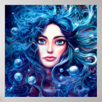 Sjöjungfru Sea Goddess Nymph Siren Blue Underwater