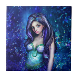 Sjöjungfru Sea Goddess Nymph Siren Underwater Art Kakelplatta