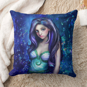 Sjöjungfru Sea Goddess Nymph Siren Underwater Art Kudde
