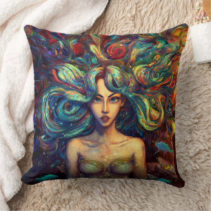 Sjöjungfru Sea Goddess Nymph Siren Underwater Art Kudde
