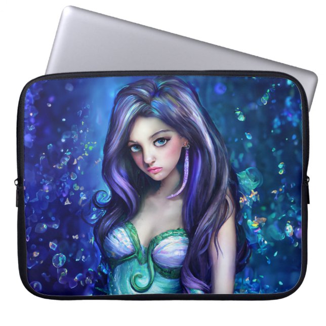 Sjöjungfru Sea Goddess Nymph Siren Underwater Art Laptop Fodral (Framsidan)