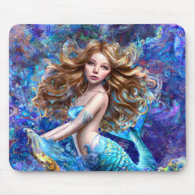 Sjöjungfru Sea Goddess Nymph Siren Underwater Art Musmatta (Framsidan)