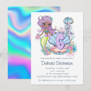 Sjöjungfru Sea Life Födelsedagsfest med Anpassni Inbjudningar