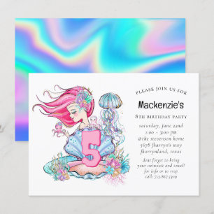 Sjöjungfru Sea Life   Födelsedagsfest med Anpassni Inbjudningar