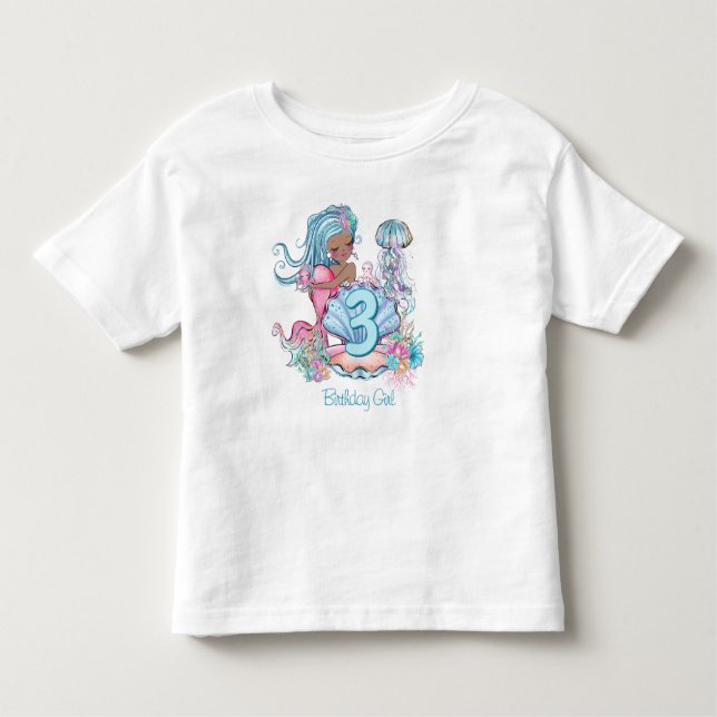 Sjöjungfru Sea Life | Födelsedagsfest med Anpassni T Shirt (Framsida)