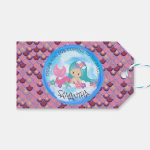 Sjöjungfru Sea Lila Rosa Scales Tack Gift Märkre Presentetikett