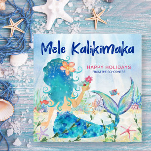 Sjöjungfru Sea Mele Kalikimaka Coral Reef Julkort