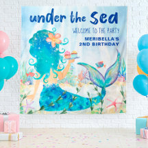 Sjöjungfru Sea Ocean Birthday Photo BackDrop Tapes