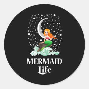 Sjöjungfru Sea Sjöjungfruars Girl Funny Birthday G Runt Klistermärke