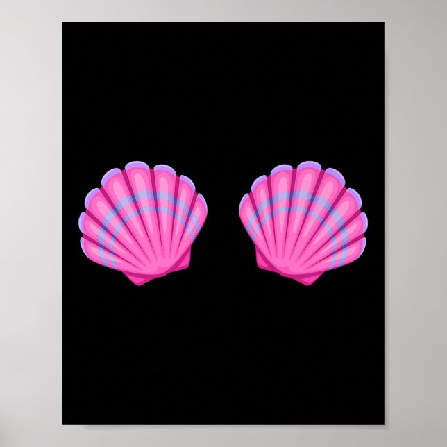 Sjöjungfru Sea Snäcka Bra Halloween Costume Tee Ro Poster (Framsidan)