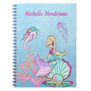 Sjöjungfru Seahorse & Jellyfish Notebook Anteckningsbok