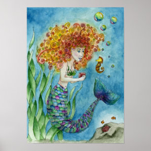 Sjöjungfru - Seahorseaffisch Poster