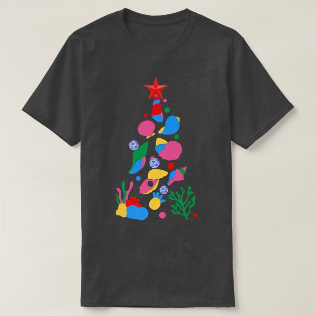 Sjöjungfru Seashell Funny Ocean Julgran Holida T Shirt (Design framsida)