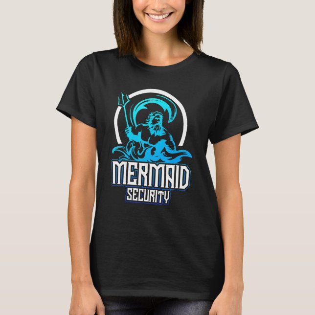 Sjöjungfru Security Birthday Roligt Merman Swimmer T Shirt (Framsida)