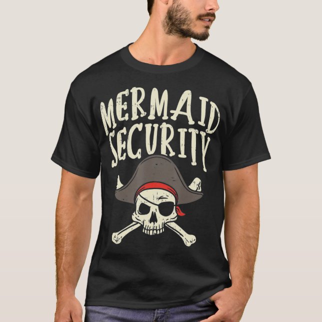 Sjöjungfru Security Pirat matchande familjen Party T Shirt (Framsida)