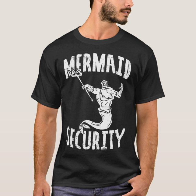 Sjöjungfru Security Poseidon Guard Birthday Bassän T Shirt (Framsida)