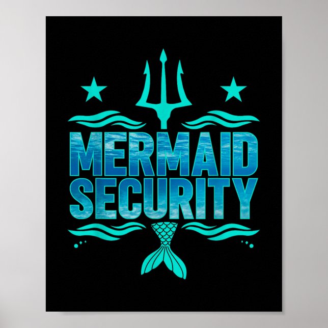 Sjöjungfru Security Squad Matching Trident Birthda Poster (Framsidan)