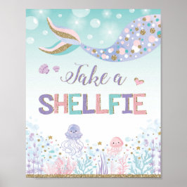 Sjöjungfru Selfie Station Ta en Shellfie Hav Ocean Poster