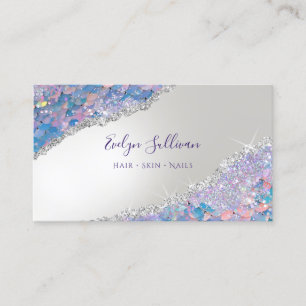 Sjöjungfru Sequin Faux Foil-Affärskort Visitkort