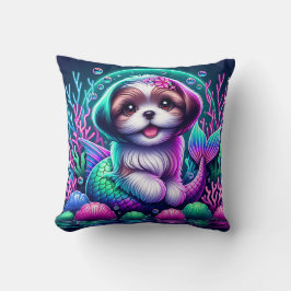 "Sjöjungfru Shih Tzu Puppy - Whimsical Fantasy Art Kudde