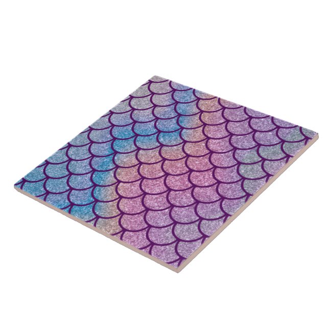 Sjöjungfru Shimmer Scale Dekorativ Keramisk Platta Kakelplatta (Sidan)