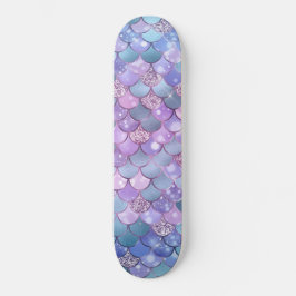Sjöjungfru Shimmery Satin Scales Mönster Skateboar Mini Skateboard Bräda 18,5 Cm