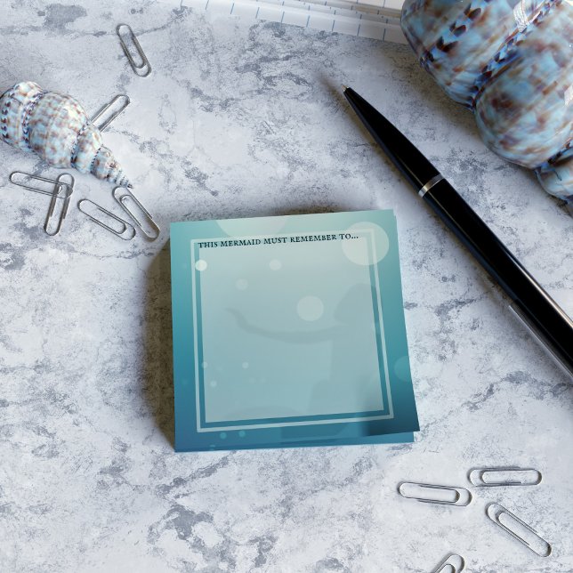 Sjöjungfru Silhouette Aqua Blue Grönt Post it Note Post-it Block (Add your name to these mermaid themed post it notes)