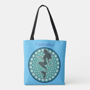 Sjöjungfru Silhouette i Bubbles Thunder_Cove Tote Tygkasse
