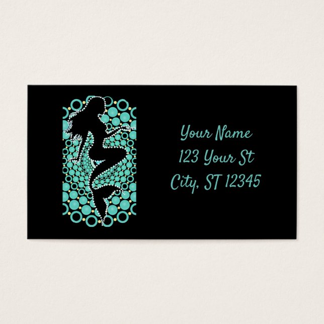 Sjöjungfru Silhouette i Bubbles Thunder_Cove Visitkort (Framsidan)