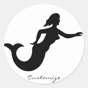 Sjöjungfru Silhouette Thunder_Cove Runt Klistermärke