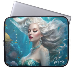 Sjöjungfru Silver Hair Turquise Ocean Laptop Fodral